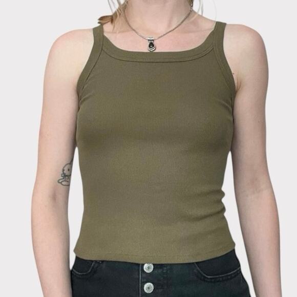 Reformation Tops - Reformation Olive Green Ribbed Tank Top